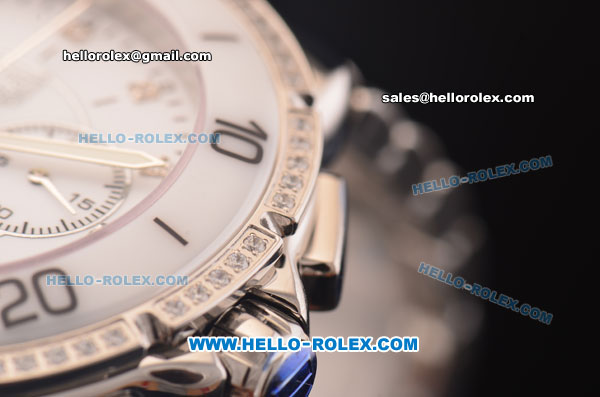 Tag Heuer Formula 1 Lady Swiss Ronda Quartz White Ceramic/Diamond Bezel with White Dial - Diamond Markers and Steel/Ceramic Strap - Click Image to Close